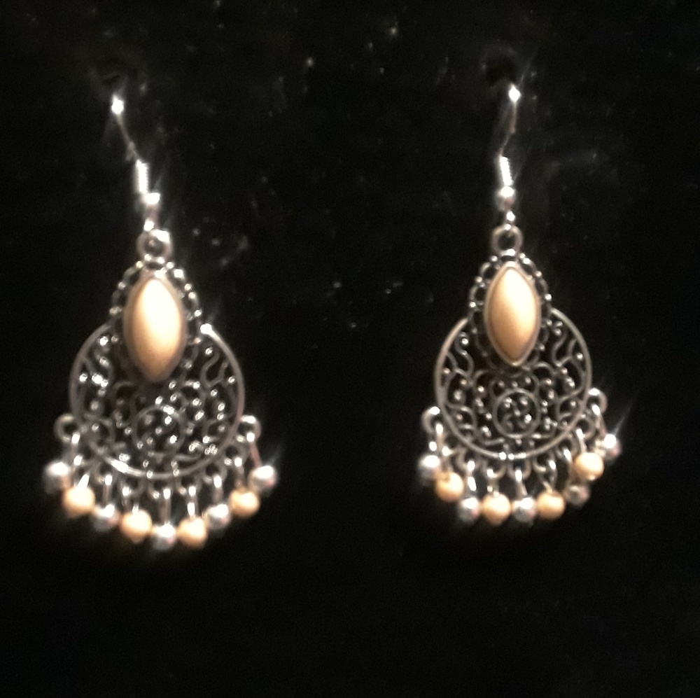 Paparazzi Beaded Brown & Silver Earrings